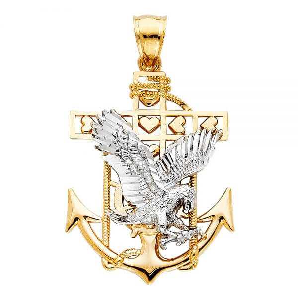 14k Two Tone Gold Mariner Eagle Pendant Pendant image 0