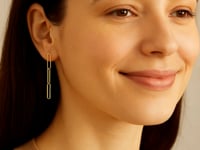 14k Yellow Gold Paperclip Chain Dangle Earrings