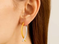 14k Two-Tone Gold Double Row Fancy Drop Earrings