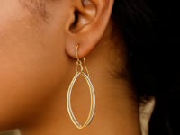14k Two Tone Gold Textured Triple Oval Shape Drop Earrings