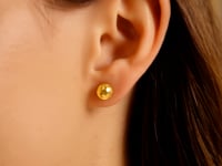 14k Yellow Gold Ball Earrings with Faceted Texture(5mm)