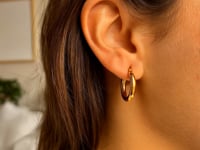 14k Yellow Gold Polished Hoop Earrings (3x15mm)