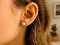 14k White Gold Textured Flat Style Stud Earrings(6mm)