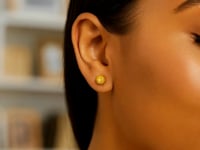 14k Yellow Gold Ball Earrings with Crystal Cut Texture(5mm)