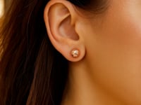 14k Rose Gold Ball Earrings with Crystal Cut Texture(7mm)