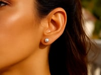 14k White Gold Ball Earrings with Crystal Cut Texture(5mm)