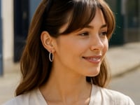 10k White Gold Polished Hoop Earrings (3x25mm)