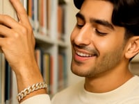 14k Two Tone Gold 8 1/2 inch Curb Chain Bracelet with White Pave (11.50 mm)