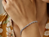 14k White Gold Solid Diamond Cut Rope Bracelet (3.00 mm)