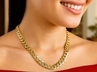 10 mm 14k Two Tone Gold Pave Curb Chain (9.70 mm)