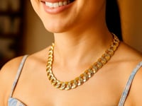 14k Two Tone Gold Pave Curb Chain (12.18 mm)