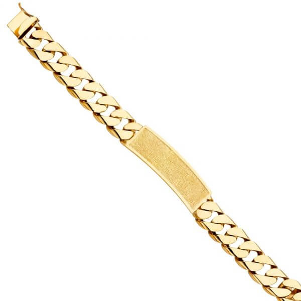 14k Yellow Gold Cuban Link Bracelet 9in For Men