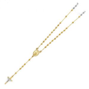 14K YELLOW GOLD BEADS BALL ROSARY NECKLACE