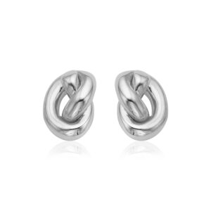 14k White Gold Polished Knot Earrings