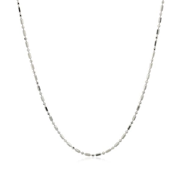 14k White Gold Diamond-Cut Alternating Bead Chain 1.2mm