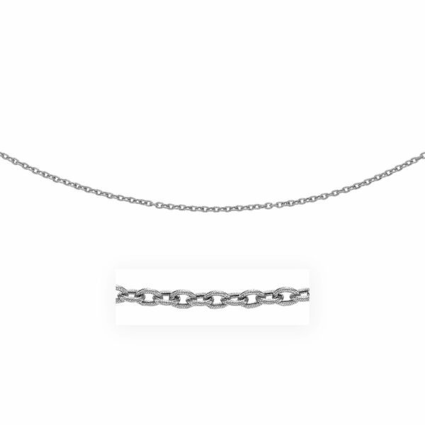 3.5mm 14k White Gold Pendant Chain with Textured Links