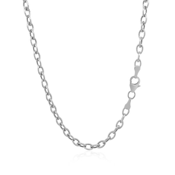 3.5mm 14k White Gold Pendant Chain with Textured Links