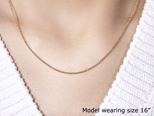 14k Yellow Gold Round Cable Link Chain 1.5mm