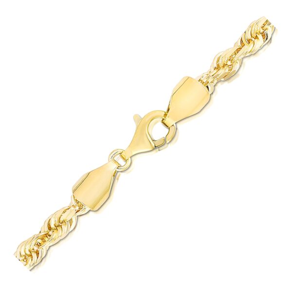 5.0mm 14k Yellow Gold Solid Diamond Cut Rope Bracelet For Men