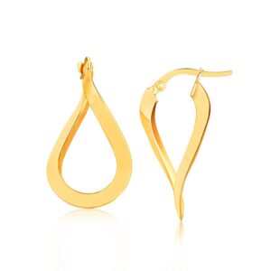 10k Yellow Gold Flat Polished Twisted Hoop Earrings