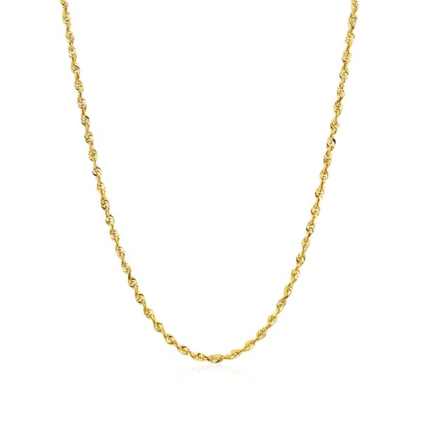 2.0mm 14k Yellow Gold Solid Diamond Cut Rope Chain