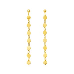 14k Yellow Gold Post Dangle Earrings with Polished Circles