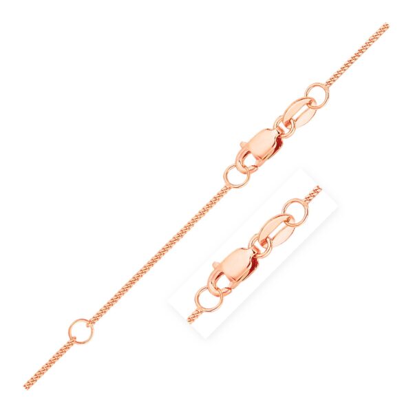 Extendable Gourmette Chain in 14k Rose Gold (0.9mm)