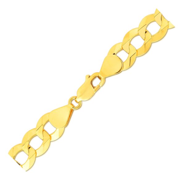 14k Yellow Gold Solid Curb Link Bracelet 10.0mm For Men