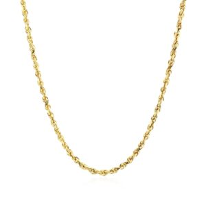 2.25mm 10k Yellow Gold Solid Diamond Cut Rope Chain