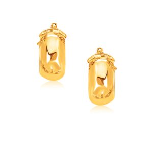 14k Yellow Gold Wide Small Hoop Earrings with Snap Lock