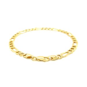 5.4mm 14k Yellow Gold Lite Figaro Link Bracelet For Men