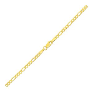 2.8mm 14k Yellow Gold Solid Figaro Bracelet