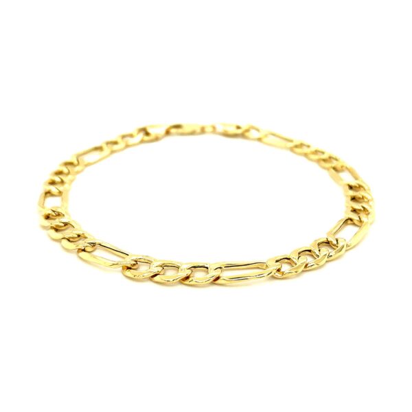 6.5mm 14k Yellow Gold Lite Figaro Link Bracelet For Men