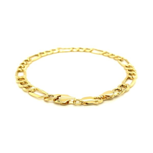 6.5mm 14k Yellow Gold Lite Figaro Link Bracelet For Men