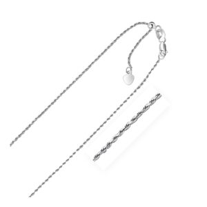14k White Gold Adjustable Rope Chain 1.0mm