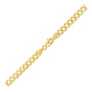 4.7mm 14k Yellow Gold Solid Curb Link Bracelet For Men