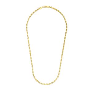 3.5mm 14k Yellow Gold Solid Diamond Cut Rope Chain