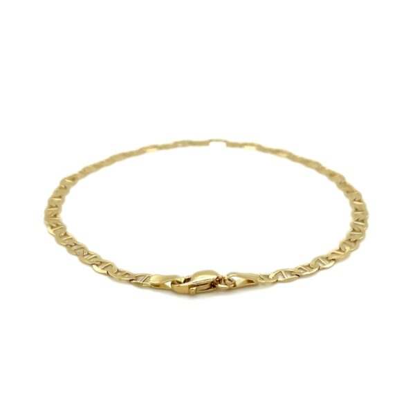 3.2mm 10k Yellow Gold Mariner Link Bracelet For Men and Women