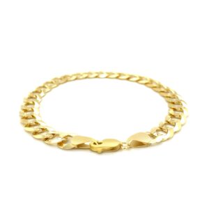 8.2mm 14k Yellow Gold Solid Curb Link Bracelet For Men