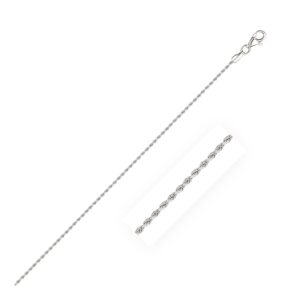 14k White Gold Solid Diamond Cut Rope Bracelet 1.5mm For Women
