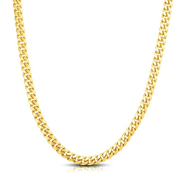 7.0mm 14k Yellow Gold Classic Miami Cuban Solid Chain