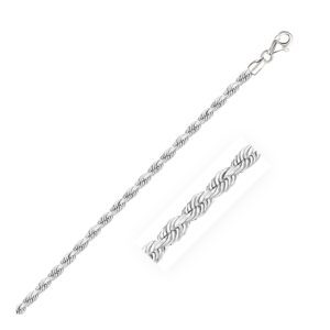 3.0mm 14k White Gold Solid Diamond Cut Rope Link Bracelet For Men and Women