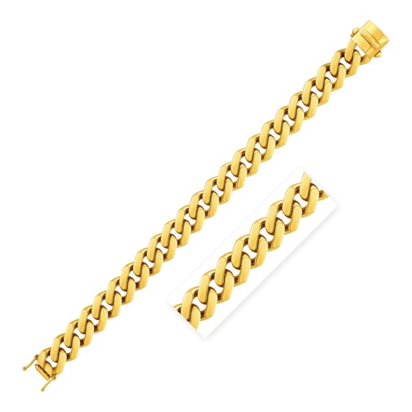 14k Yellow Gold 8.5in Wide Polished Curb Chain Link Bracelet For Men