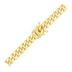 6.1mm 14k Yellow Gold Semi Solid Miami Cuban Link Bracelet