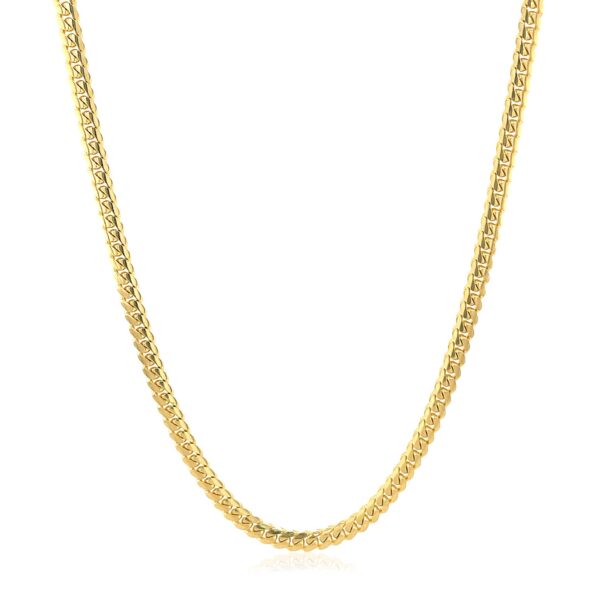 2.6mm 14k Yellow Gold Classic Solid Miami Cuban Chain