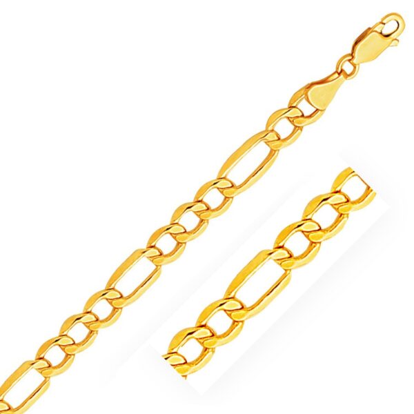 6.5mm 10k Yellow Gold Lite Figaro Bracelet | Joyeria Daisy