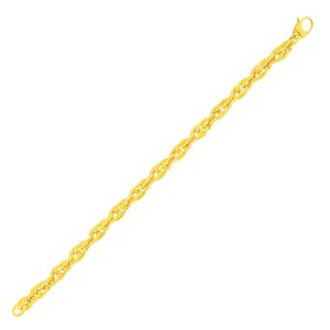 14k Yellow Gold Stylish Bracelet with Interlaced Oval Links For Women