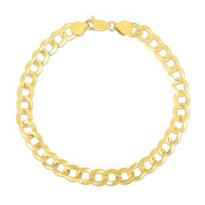 7.0mm 10k Yellow Gold Curb Link Bracelet For Men