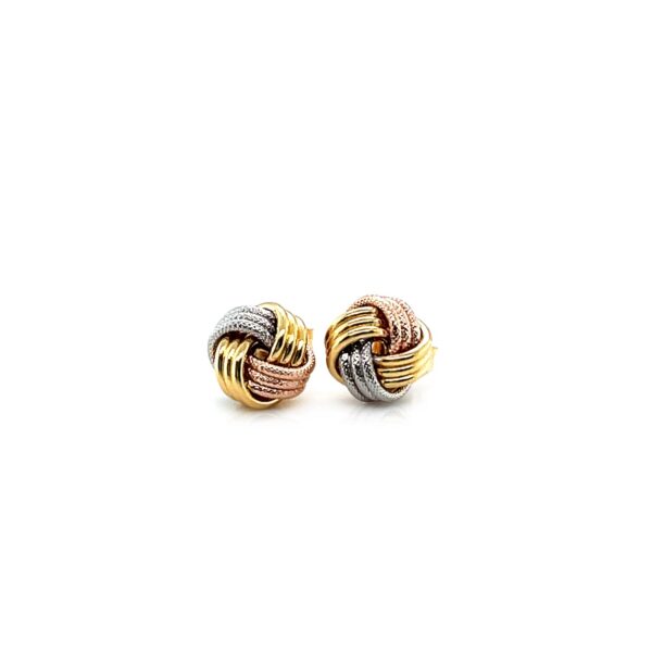 Love Knot Post Earrings in 14k Tri Color Gold