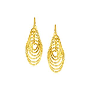 14k Yellow Gold Post Earrings with Graduated Spiral Dangles